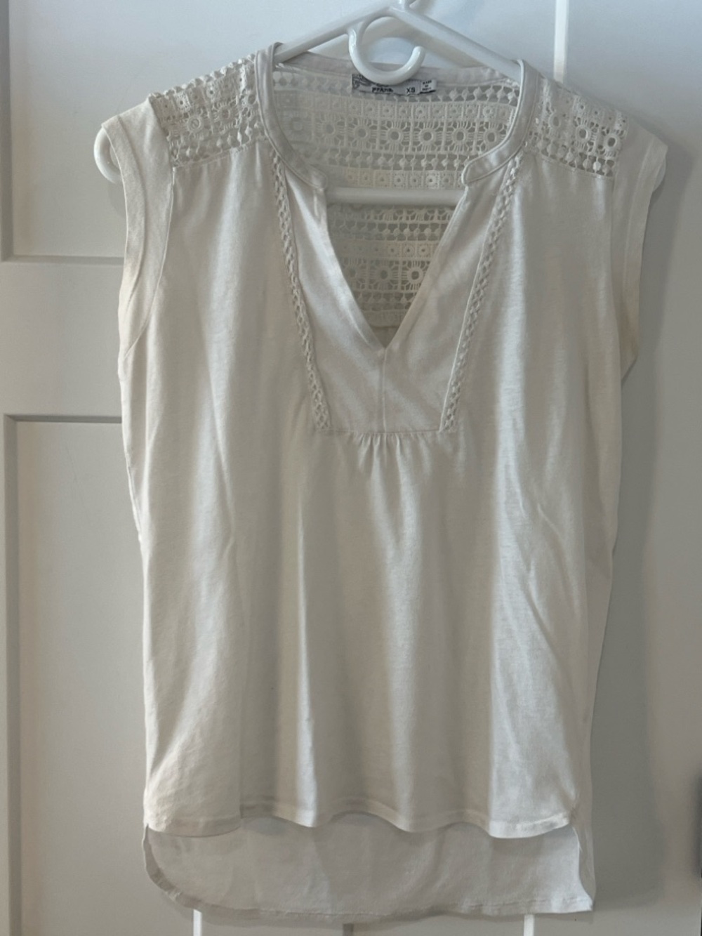 prAna White Crochet Lace Top Size XS Boho Sleeveless Blouse Festival